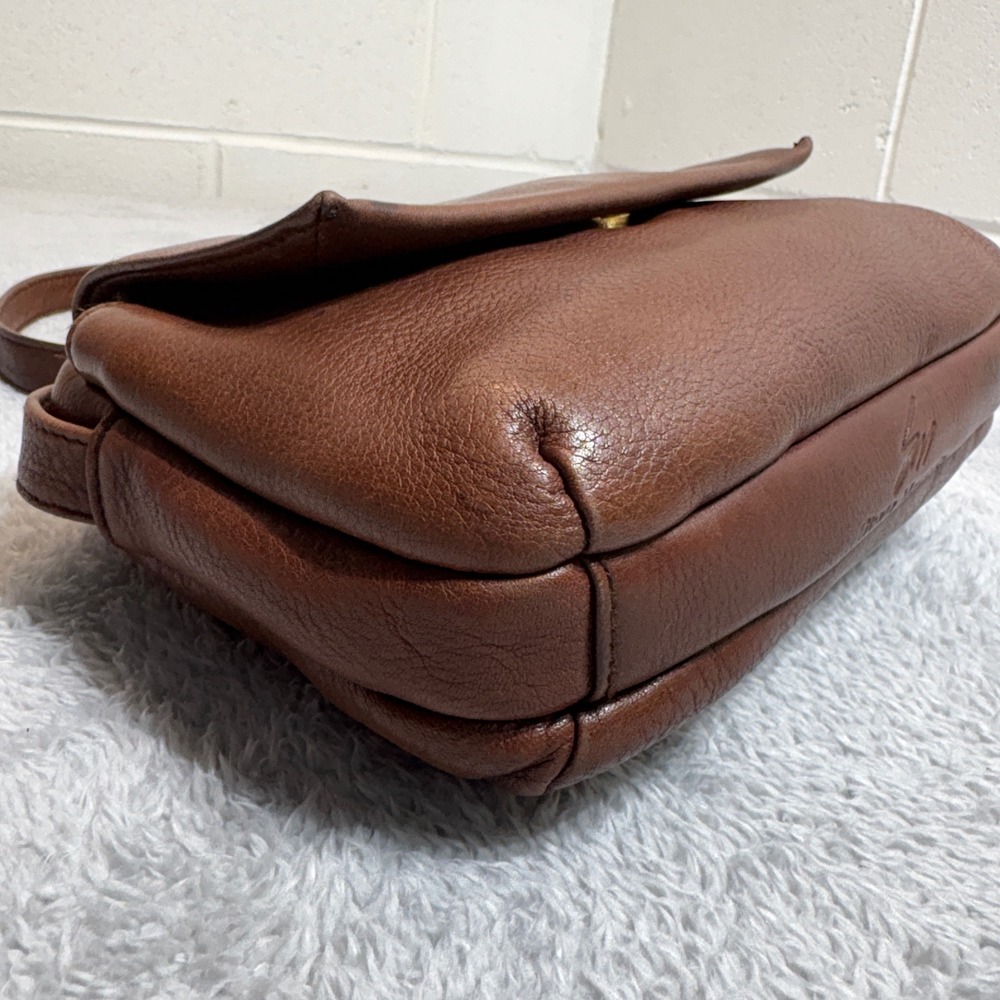 Stone Mountain Crossbody Bag Women's Brown Leather Double Flap With Zip Vintage - Picture 2 of 10
